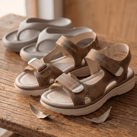 Brown Sandals + Grey Slides