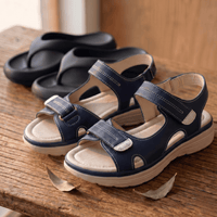 Navy Sandals + Black Slides